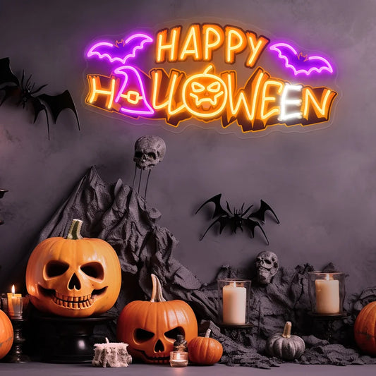 Happy Halloween Neon Sign Custom Wall Decor