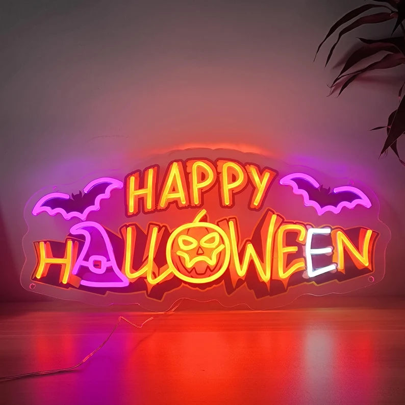 Happy Halloween Neon Sign Custom Wall Decor