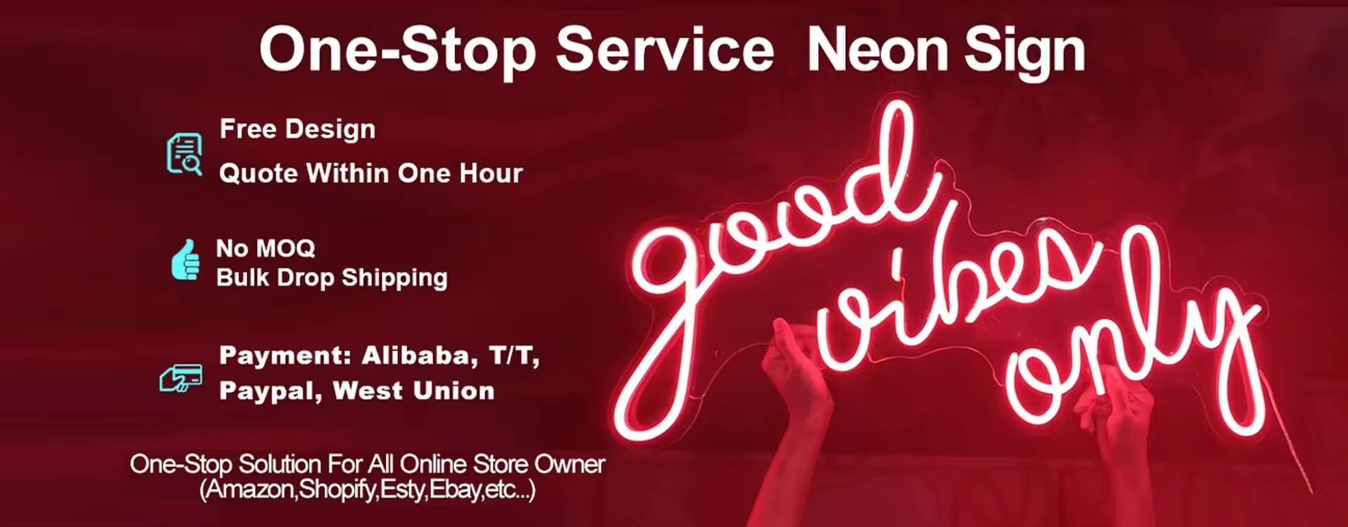 One-stop service neon sign