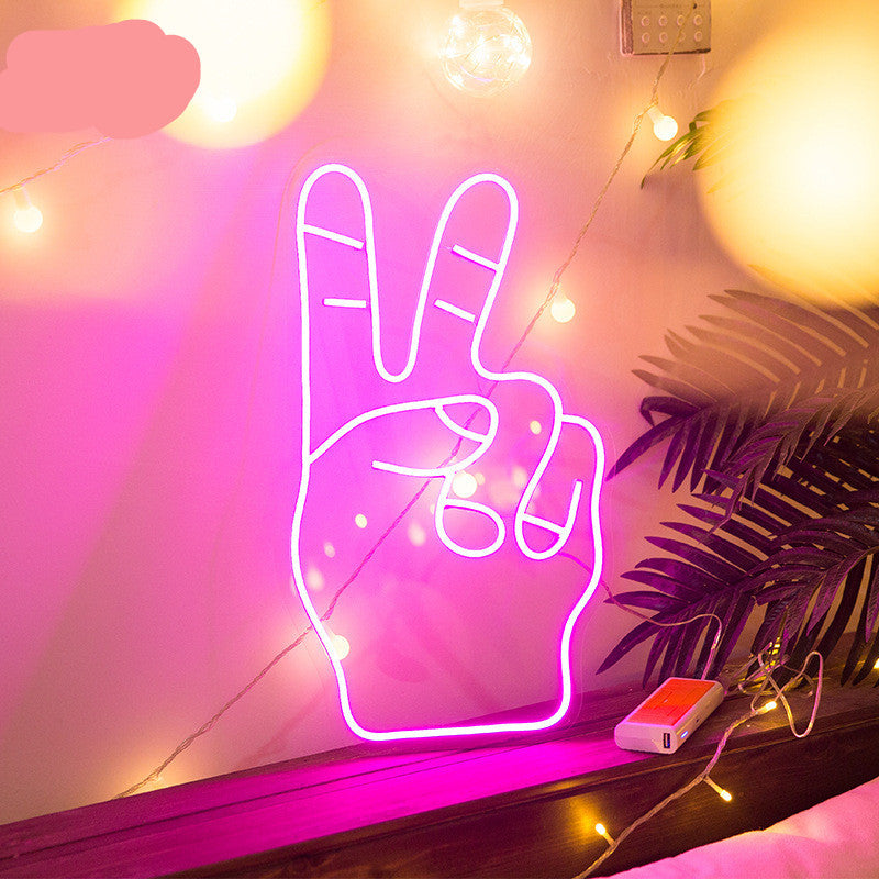 Peace Fingers LED Neon Sign