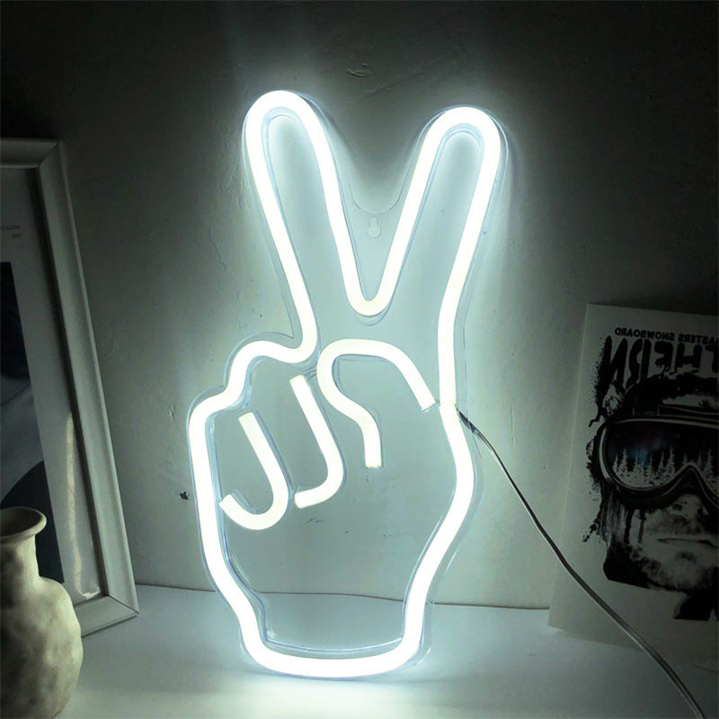 Peace Fingers LED Neon Sign Light