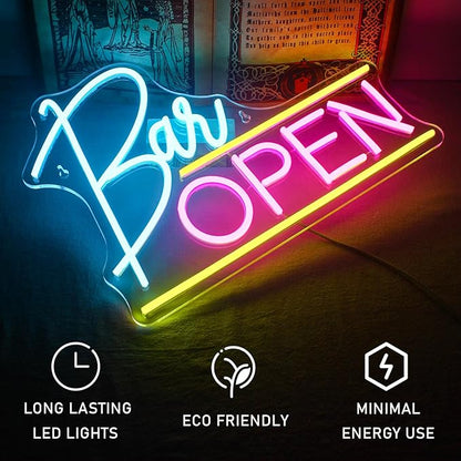 bar open neon light