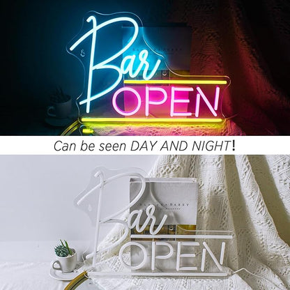 bar open neon sign lights