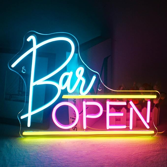 bar open neon signs