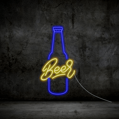 beer bottle neon sign