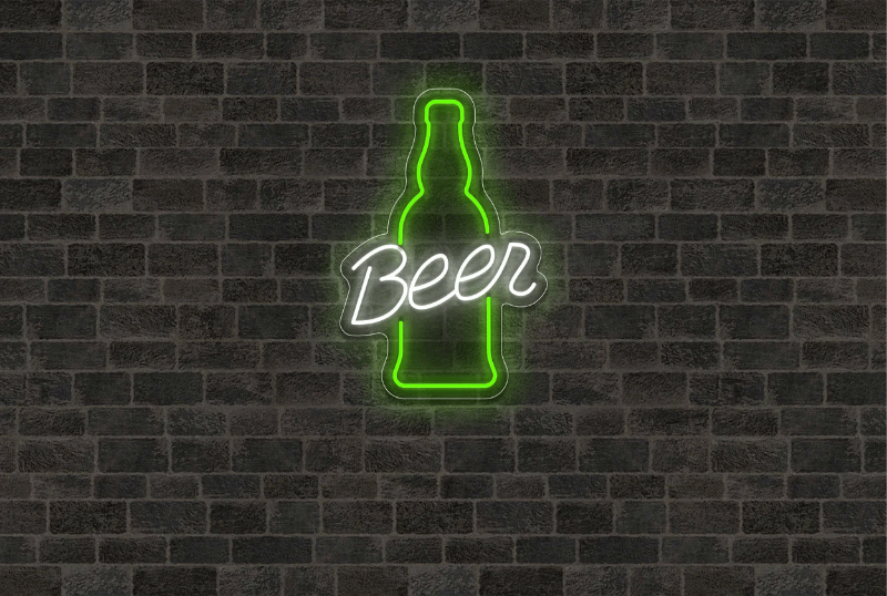 beer bottle neon signs light