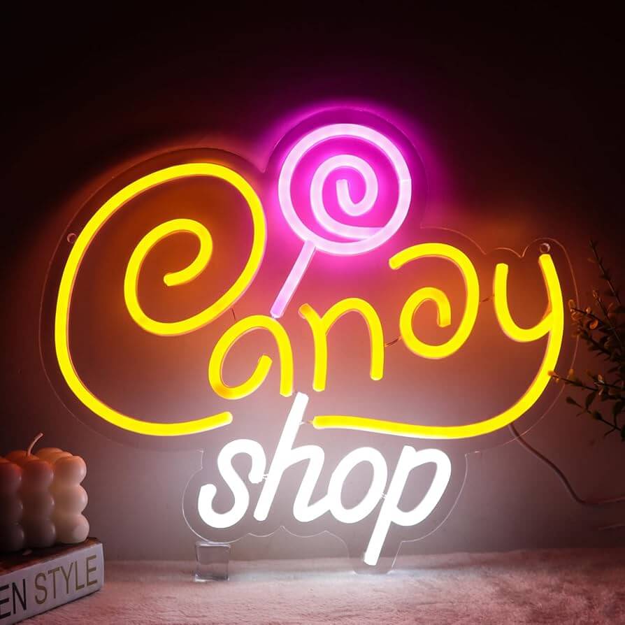 candy shop neon signs