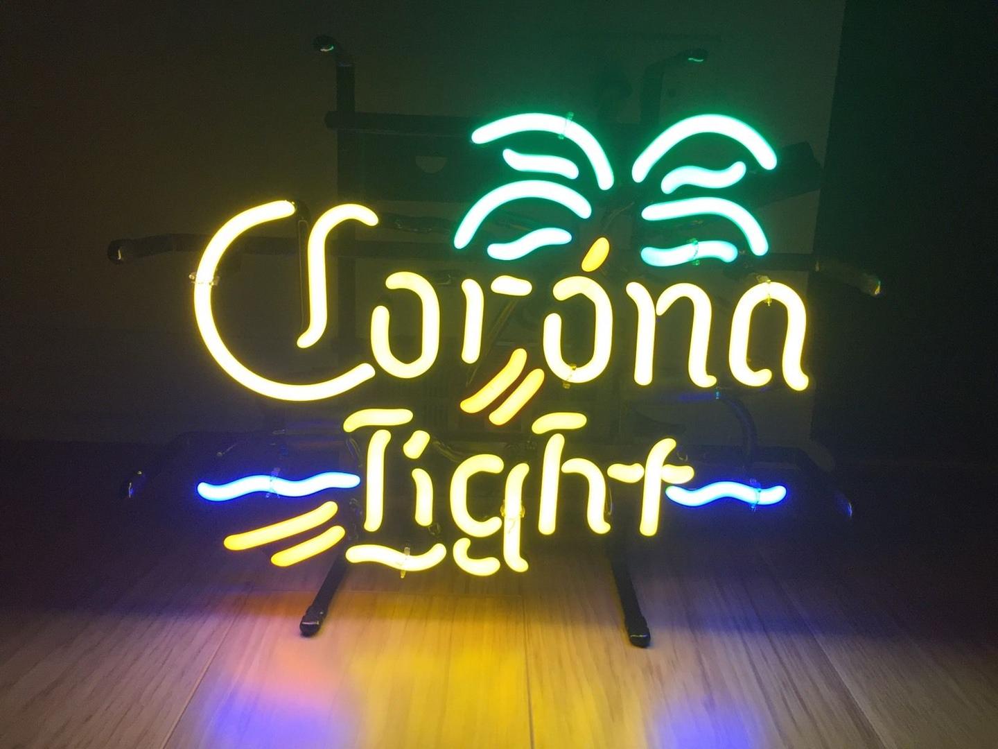 corona light neon beer signs