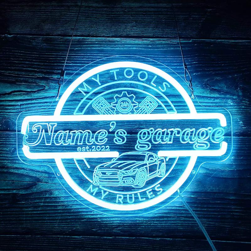 custom led neon garage signs