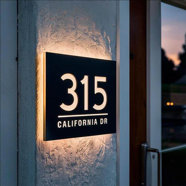 illuminated door number signs